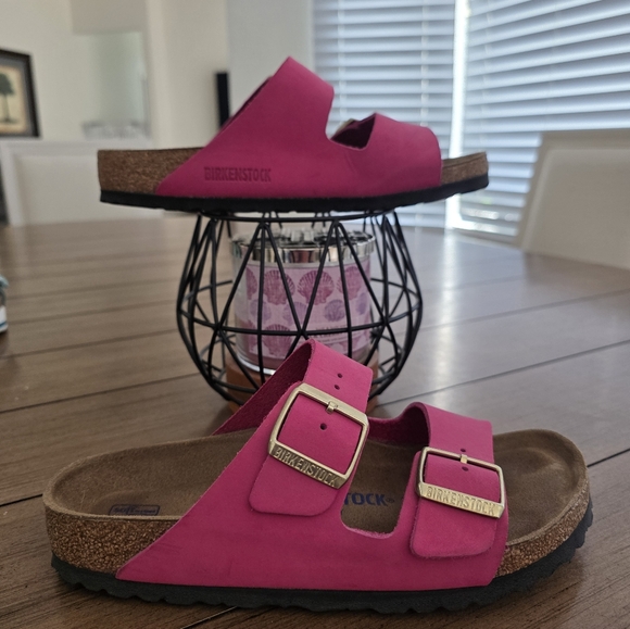 Birkenstock Arizona Womens Fuschia Birko-Flor Sandals ** Size 7 ** - Picture 2 of 8
